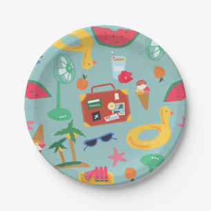 Assiettes En Carton vacances d'été voyage tropical île