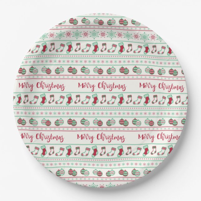 Assiettes En Carton Vacances Motif de Noël moche (Devant)