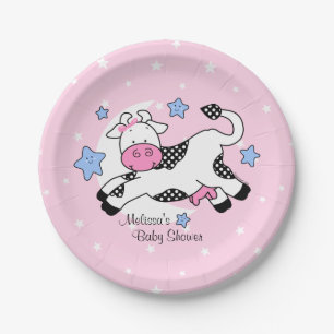 Assiettes En Carton Vache au-dessus de bébé de lune