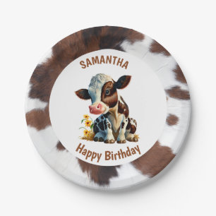 Assiettes En Carton Vache Brown et blanche