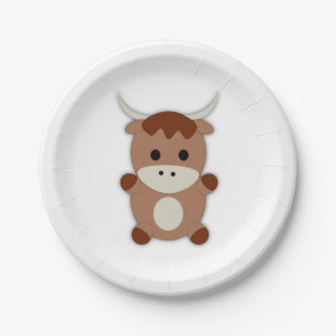 Assiettes En Carton Vache Brown mignonne