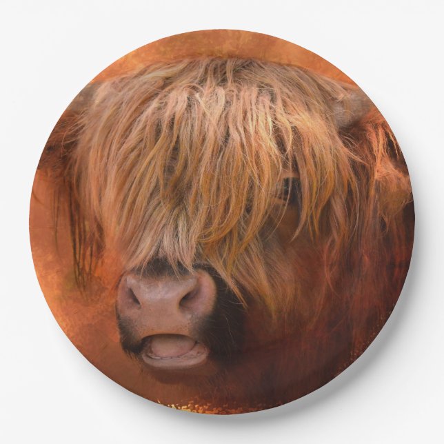 Assiettes En Carton Vache de Highland (Devant)
