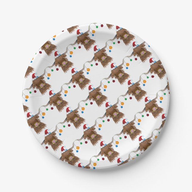 Assiettes En Carton Vache de Noël (Devant)