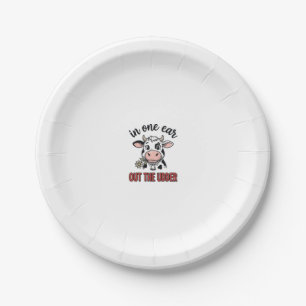 Assiettes En Carton Vache drôle avec une oreille dans l'autre T-shirt
