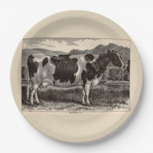 Assiettes En Carton Vache du 19ème siècle du Holstein d'impression