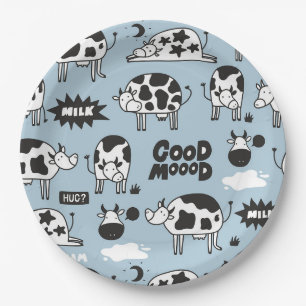Assiettes En Carton Vache et lait