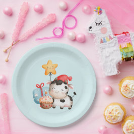 Assiettes En Carton Vache souriante mignonne adorable Anniversaire