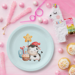 Assiettes En Carton Vache souriante mignonne adorable Anniversaire