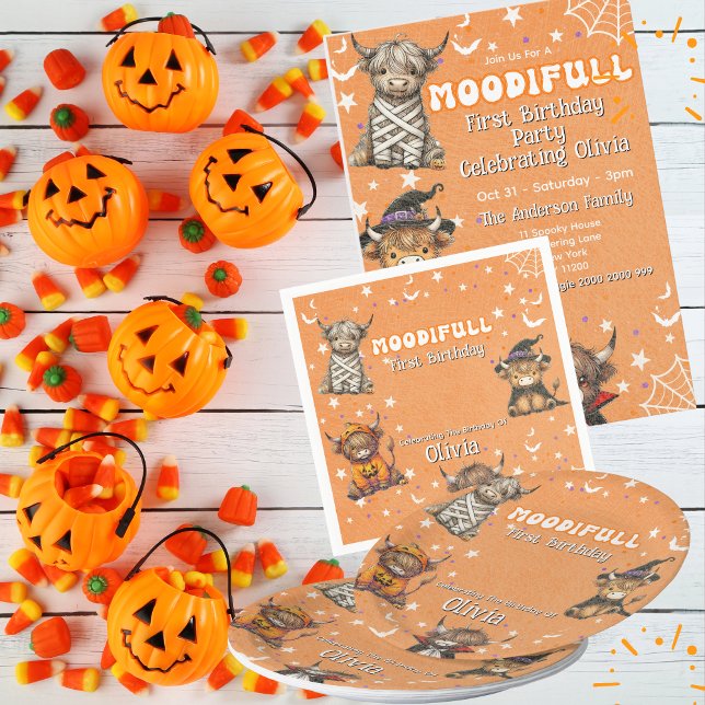 Assiettes En Carton Vaches Highland mignonnes Moodifull Halloween Anni (Créateur téléchargé)