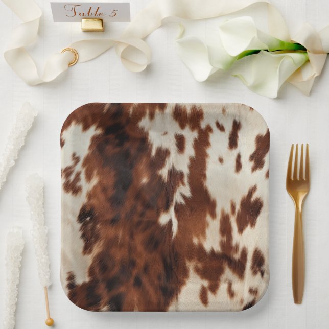 Assiettes En Carton Vachette à crème Brown (Mariage)