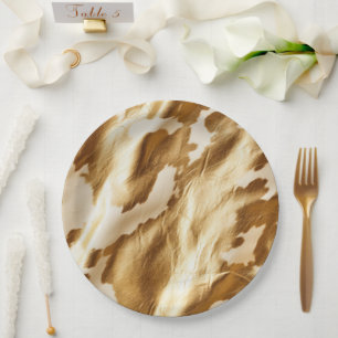 Assiettes En Carton Vachette blanche à crème blanche Western Gold