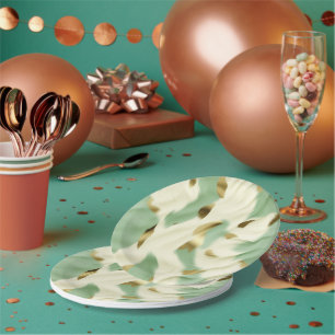 Assiettes En Carton Vachette blanche verte à la menthe