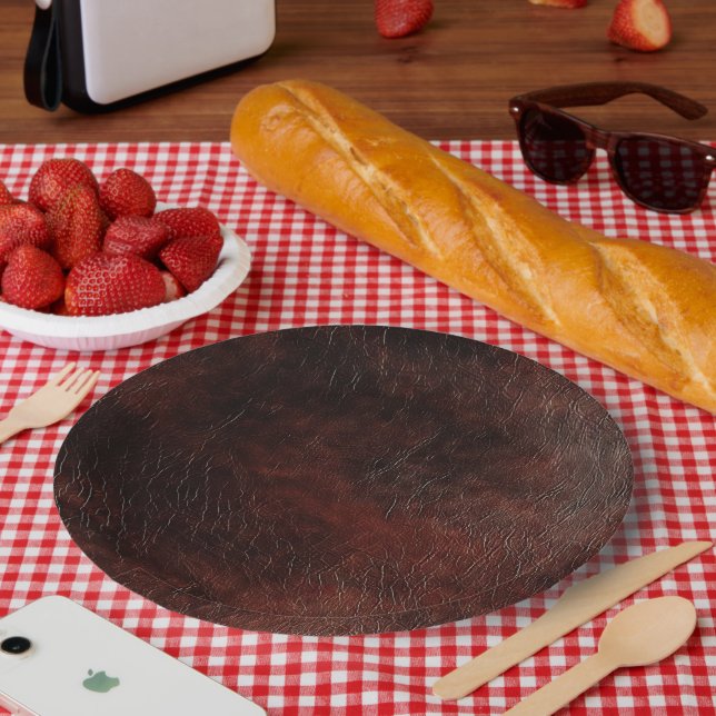 Assiettes En Carton Vachette en cuir Brown Faux Sud-Ouest (Pique-nique)