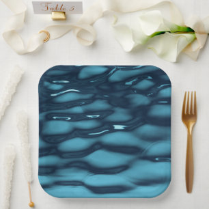 Assiettes En Carton Vagues Aqua Blue Water