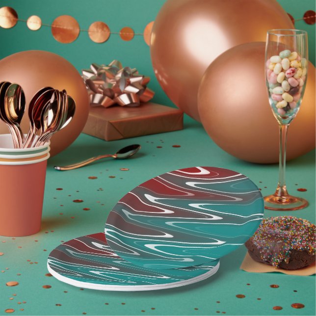 Assiettes En Carton Vagues en blanc (Multi)