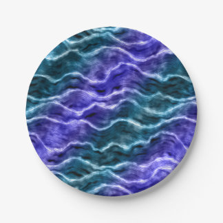 Assiettes En Carton vagues encrées - dégradés bleus :