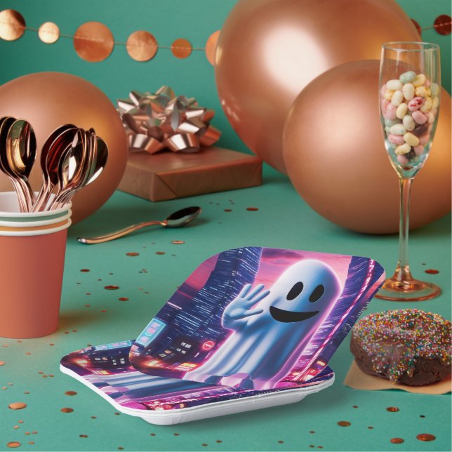 Assiettes En Carton Vagues et lumières urbaines (Multi)