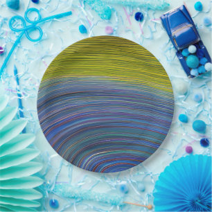 Assiettes En Carton Vagues fracturées du paysage marin Abstrait 34
