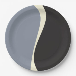 Assiettes En Carton Vagues simples 2 en noir, gris et crème