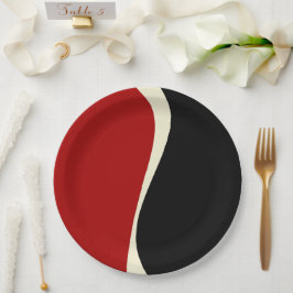 Assiettes En Carton Vagues simples 2 en rouge et crème