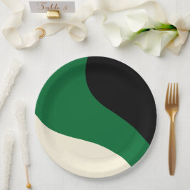 Assiettes En Carton Vagues simples - vert, crème et noir