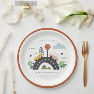 Assiettes En Carton Vaisseau urbain Voitures Route Baby shower Citysca