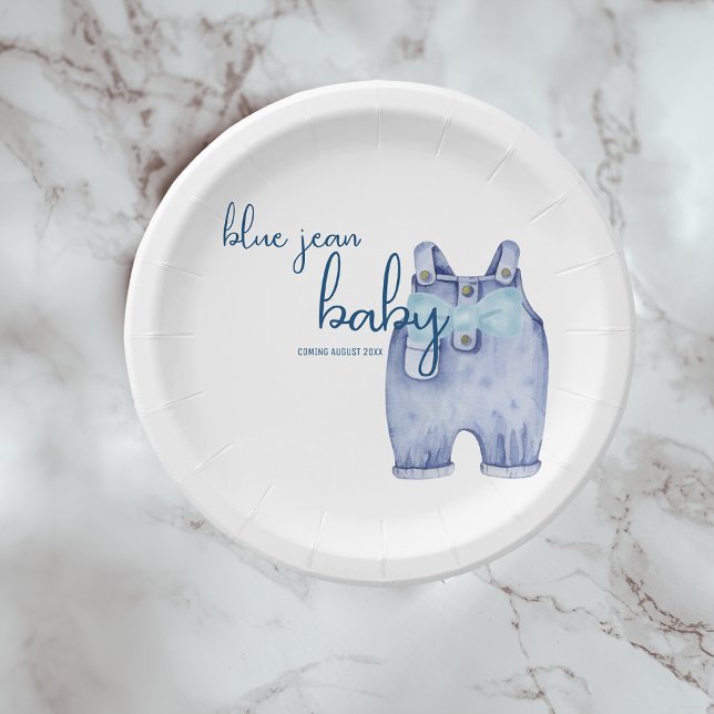 Assiettes En Carton Vaisselle Blue Jean Baby shower | Denim Overalls (Créateur téléchargé)