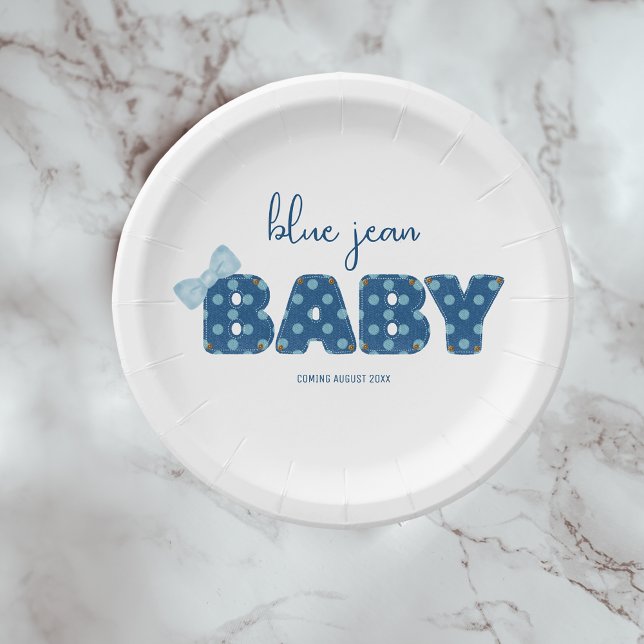Assiettes En Carton Vaisselle Blue Jean Baby shower | Parti Denim (Créateur téléchargé)