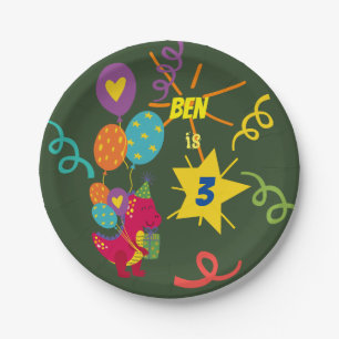 Assiettes En Carton Vaisselle de fête pour enfants Dinosaur