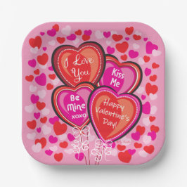 Assiettes En Carton Valentine Heart Balloons Plaques de Carré papier