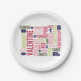 Assiettes En Carton Valentine Mots Valentine's Day Plaques papier