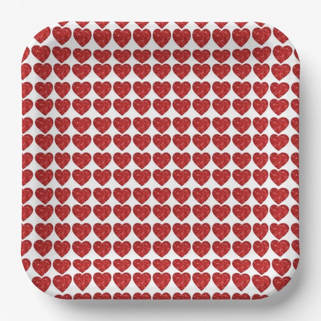 Assiettes En Carton Valentine Red Hearts (Recto)