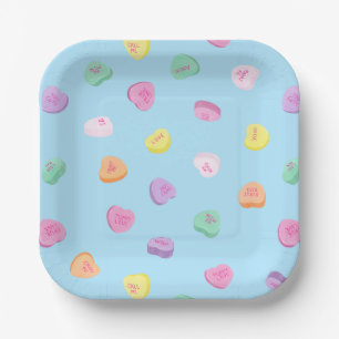 Assiettes En Carton Valentines Day Candy Hearts Motif