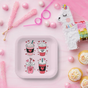 Assiettes En Carton Valentines Day Latte Coffee Lover
