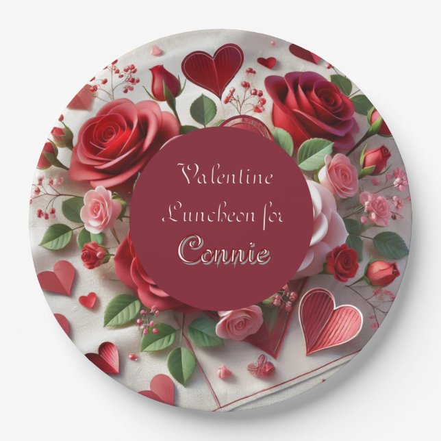 Assiettes En Carton Valentines Jour Anniversaire Personnalisé Plaque P (Devant)