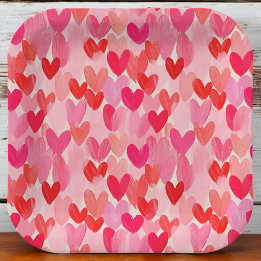 Assiettes En Carton Valentines Jour Multi Coeurs Amour Motif