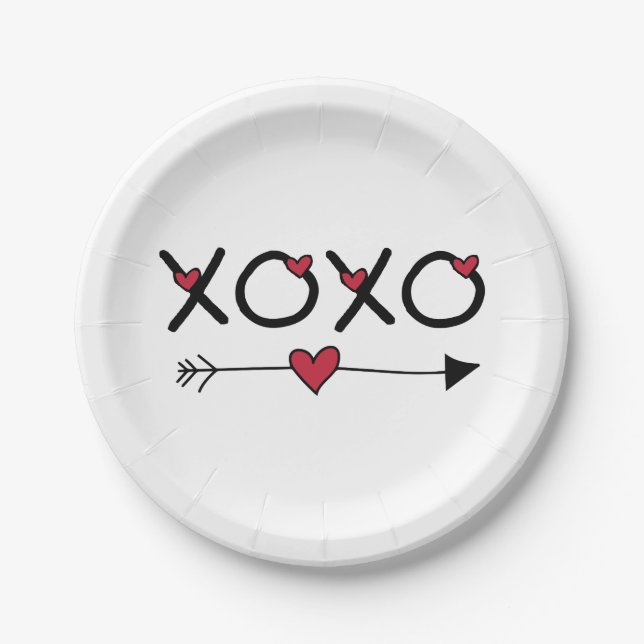 Assiettes En Carton Valentines XOXO (Devant)