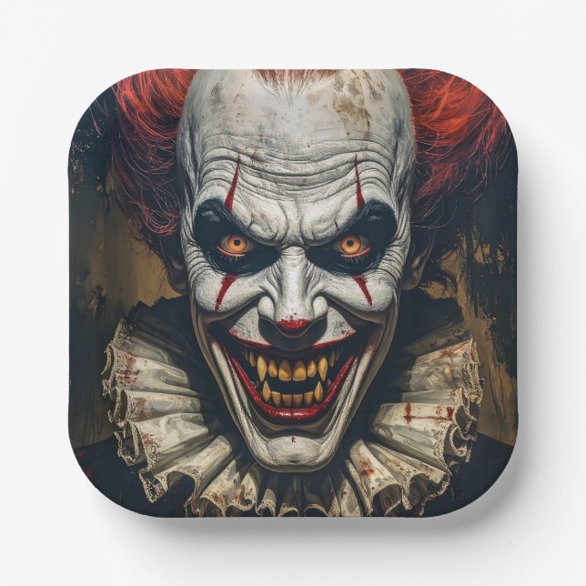 Assiettes En Carton Vampire Clown Halloween Plaques papier de partie (Recto)