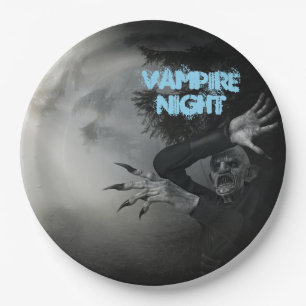 Assiettes En Carton Vampire De Nuit D'Halloween Dans Les Bois