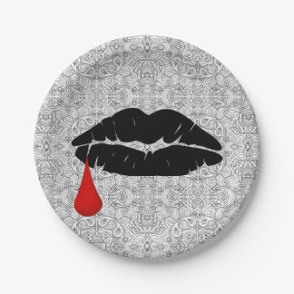 Assiettes En Carton Vampire gothique noir Kiss Vamp 7"