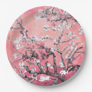 Assiettes En Carton Van Gogh Almond Blossom pêche rose