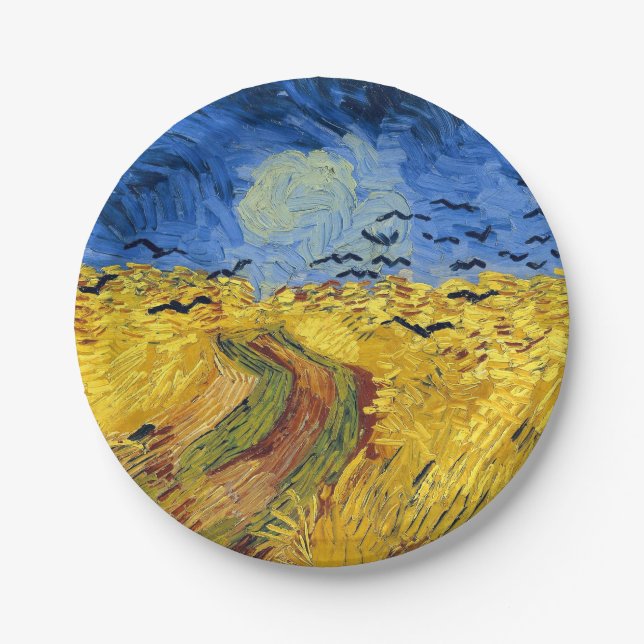 Assiettes En Carton Van Gogh Champs de blé Impressionniste Peinture (Devant)