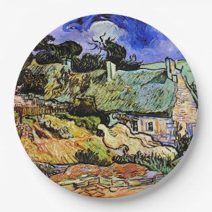 Assiettes En Carton Van Gogh - Maisons aux toits de chaume