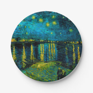 Assiettes En Carton Van Gogh Nuit étoilée sur le Rhône