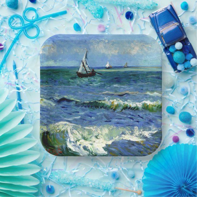 Assiettes En Carton Van Gogh - Paysage marin (Fête)