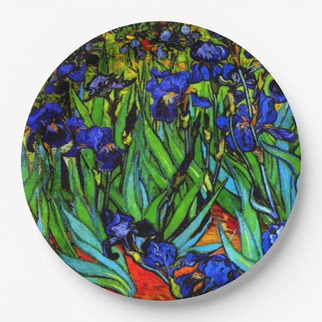 Assiettes En Carton Van Gogh peinture, Irises, (Devant)