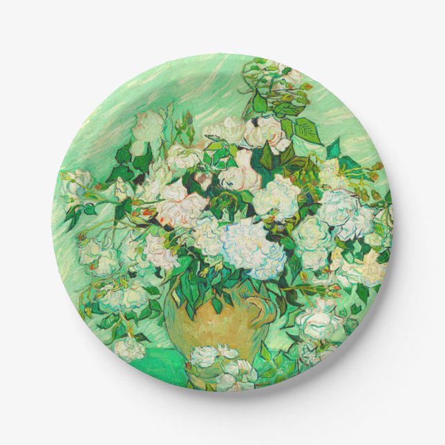 Assiettes En Carton Van Gogh White Roses (Devant)