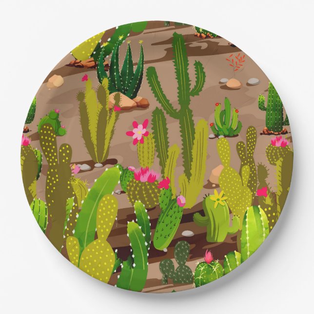 Assiettes En Carton Variété de cactus 3 (Devant)
