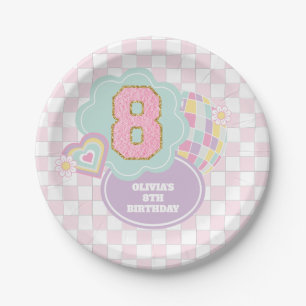 Assiettes En Carton Varsity preppy pastel patch 8e anniversaire