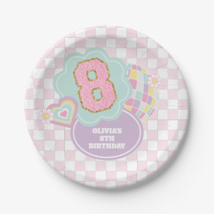 Assiettes En Carton Varsity preppy pastel patch 8ème Anniversaire